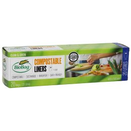 Biobag Compostable Bin Liners with Handles - 20L - Roll of 20