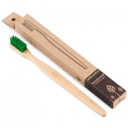 ecoLiving Beech Wood Toothbrush - Medium - Green Bristles