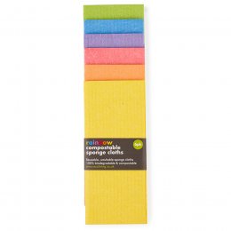 ecoLiving Compostable Sponge Cleaning Cloths - Rainbow - Pack of 6