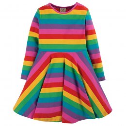 Frugi Foxglove Rainbow Stripe Sofia Skate Dress