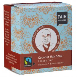 Fair Squared Coconut Hair Soap with Cotton Soap Bag - Greasy Hair - 2 x 80g