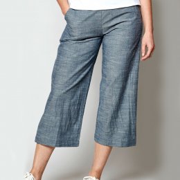 Nomads Chambray Cropped Wide Leg Trousers