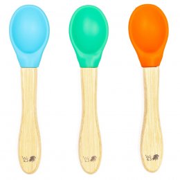 Wild & Stone Baby Bamboo Weaning Spoons - Blue, Green & Orange - Set of 3