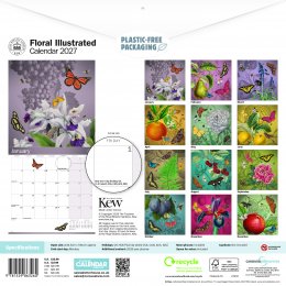 Royal Botanic Gardens Kew Floral Illustrated 2026 Wall Calendar