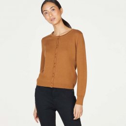 Thought Pollie Button Front Cardigan - Toffee Brown