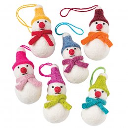 Mini Felt Snowman Hanging Decorations - Set of 6