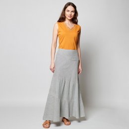 Nomads Panelled Stripe Skirt - Natural