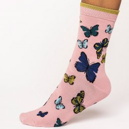 Thought Blush Pink Organic Cotton Butterfly Socks - UK4-7
