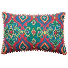 Embroidered Indian Design Cushion Cover - Teal