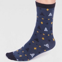 Thought Salas Organic Cotton Rocket Socks - Slate Blue - UK7-11