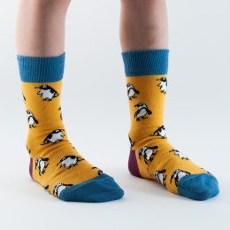 Doris & Dude Mustard Penguin Socks - UK9-12