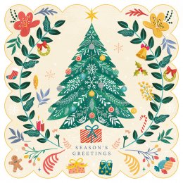 Folk Christmas Tree Charity Christmas Cards - Pack of 10