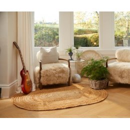 Plain Oval Jute Rug - Natural - 160x230cm