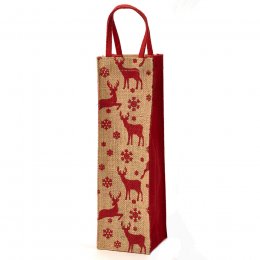 Reindeer Jute Bottle Bag