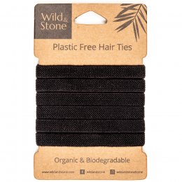 Wild & Stone Plastic Free Hair Ties - Black - Pack of 6
