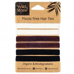 Wild & Stone Plastic Free Hair Ties - Natural - Pack of 6