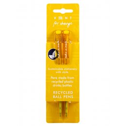 VENT For Change Recycled Drinks Bottle Ballpoint Pens - Yellow - Set of 2