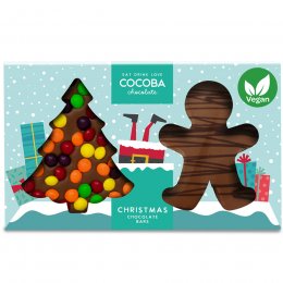 Cocoba Vegan Christmas Tree & Gingerbread Man Chocolate Bars Set - 200g