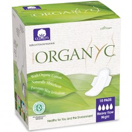 Organyc Organic Cotton Pads - Night Heavy Flow with Wings - Box of 10