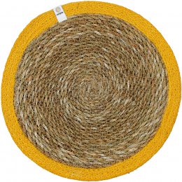 Round Seagrass & Jute Tablemat - Yellow