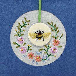 Fair Trade Embroidered Bee Decoration Card