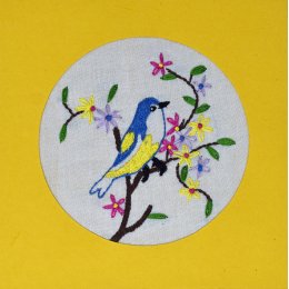 Fair Trade Embroidered Yellow Bird Card