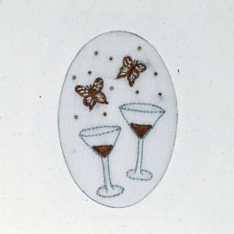 Fair Trade Embroidered Butterflies & Glasses Card