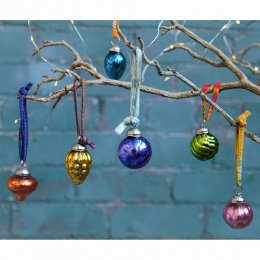 Fair Trade Recycled Glass Baubles - Set of 6