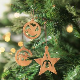 Fair Trade Olive Wood Decorations - Set of 3