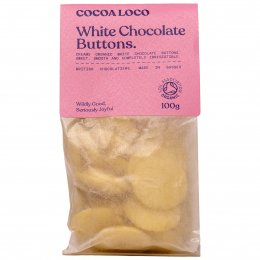 Cocoa Loco Organic White Chocolate Buttons - 100g