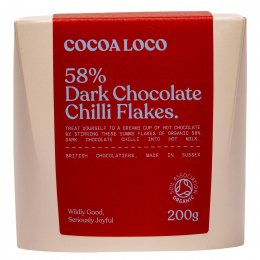 Cocoa Loco Organic Dark Chocolate & Chilli Drinking Chocolate Flakes - 200g