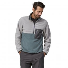 Patagonia Microdini Fleece Hoody - Men's L Nouveau Green - Salt Grey