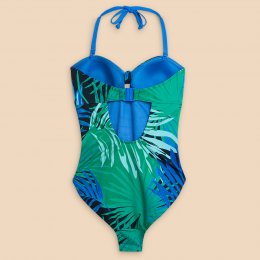 White Stuff Recycled Belle Bandeau Swimsuit - Green