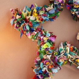 Recycled Star Sari Wreath - 30 x 6cm