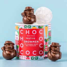Chococo 47 percent  Colombia Milk Chocolate Mini Snowmen in a Tube - 100g