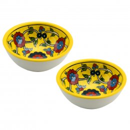 Hand Painted Ceramic Dipping & Spice Bowl - Hamra Zuma Yellow - Set of 2