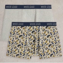 White Stuff Hove Print & Plain Organic Boxers - Grey Mix - 2 Pairs