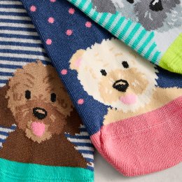 White Stuff Womens Dog Pals Organic Ankle Socks - 3 Pairs
