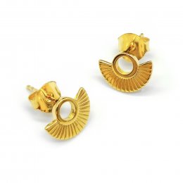 Vurchoo Art Deco Fan Gold Stud Earrings