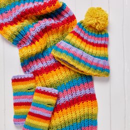 Rainbow Stripe Knitted Bobble Hat