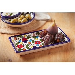 Floral Colourful Hand Painted Ceramic Floral Tray - Navy