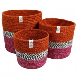 Respiin Jute Zigzag Basket Set - Fire
