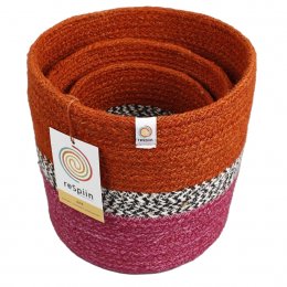 Respiin Jute Zigzag Basket Set - Fire