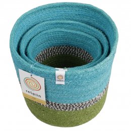Respiin Jute Zigzag Basket Set - Ocean