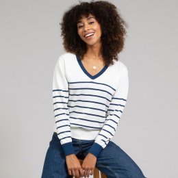 Kite Winspit V-Neck Knit Jumper Navy Stripe