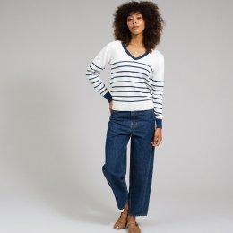 Kite Winspit V-Neck Knit Jumper Navy Stripe