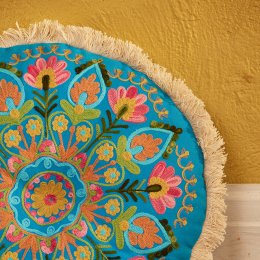 Bohemia Mandala Embroidered Cushion - Turquoise