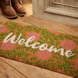 Welcome Floral Coir Doormat