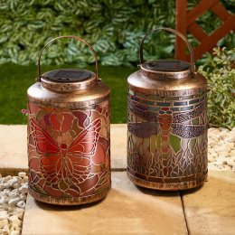 Solar Powered Tiffany Butterfly Lantern