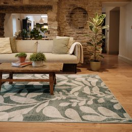 Eco-Washable Green Eden Leaves Rug - 160 x 230cm